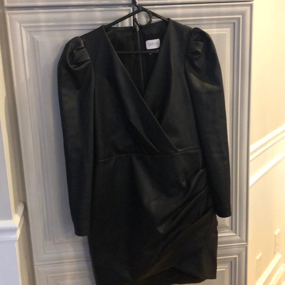 Saylor black leather mini dress from revolve.